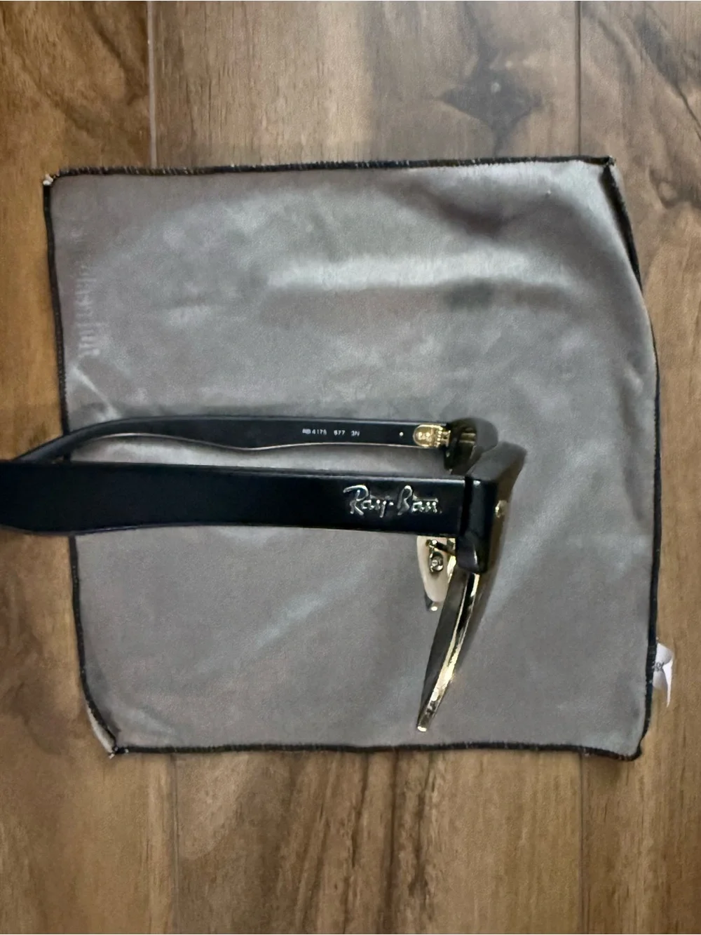 Ray-Ban Black and Gold Clubmaster Style Sunglasses with Case